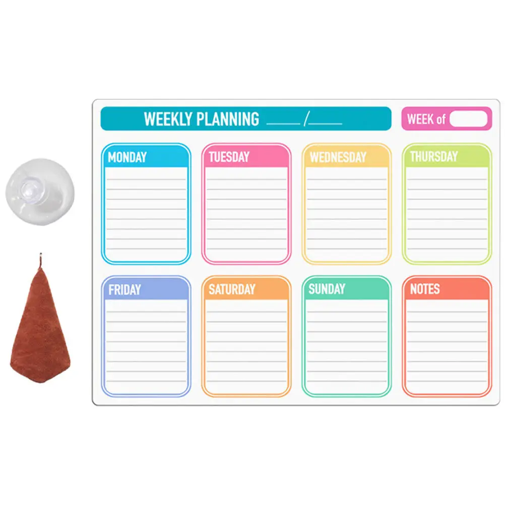 

1Set Dry Erase Board for Fridge Magnetic Meal Planner Weekly Schedule Organizer Reusable Writing Surface for Family Use