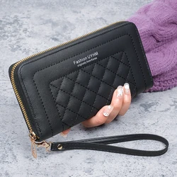 2024 new ladies purse long Joker zipper clutch bag embroidered fashion large capacity soft wallet mobile phone bag
