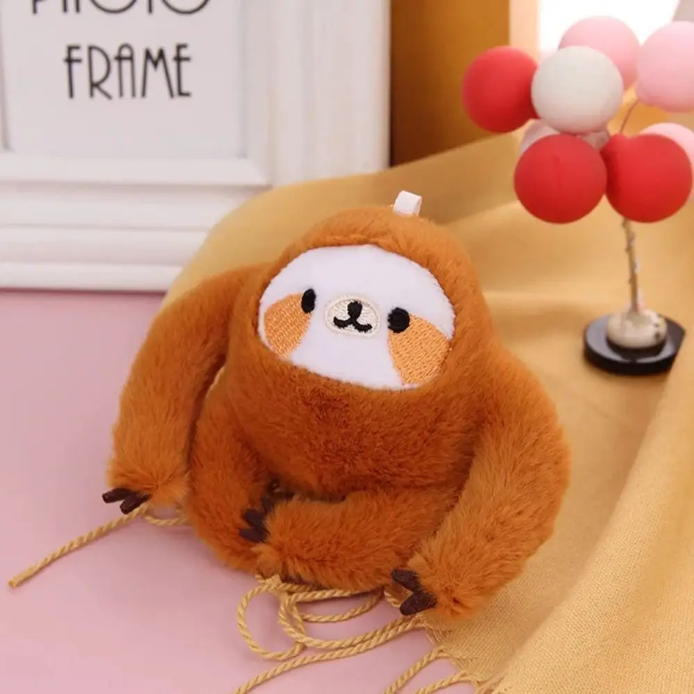 Plush Sloth Plush Keychain Anti-lost Craft Animal Monkey Dolls Cartoon Backpack Charms Sloth Stuffed Pendants Female Lady Girl