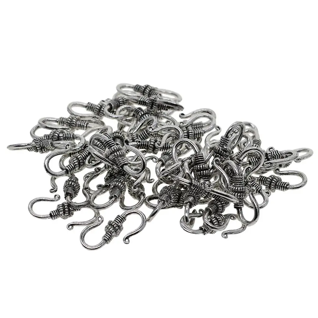 2-4 Packs of 30 Pieces in Tibetan Silver with Hook Clasp for