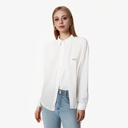 New Women Shirts Casual Long Sleeved Tops Daily Extended Swing Fashion Female Shirts Metal Buckle Office Ladies Blouse