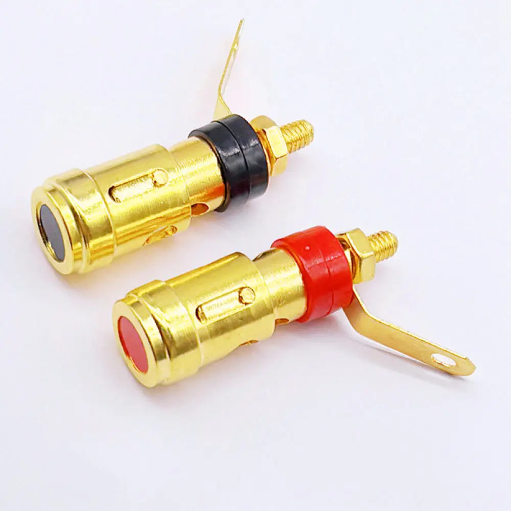 Audio Connector Terminal Block Push Type Spring Loaded Gold Plated Speaker Amplifier Wire Linkage Home Theater Part