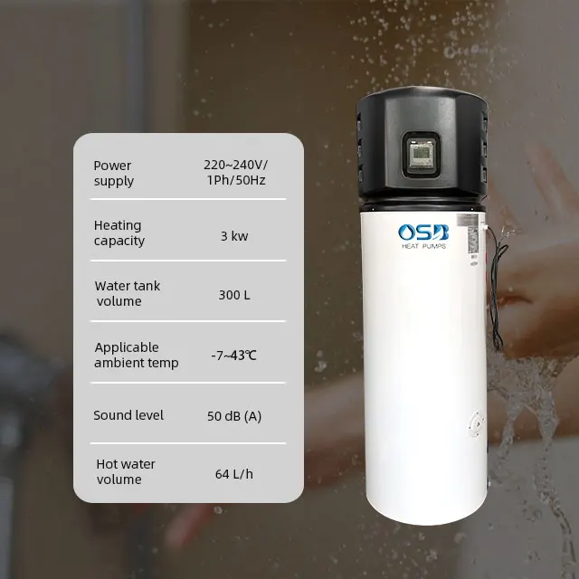 R410A R32 Air Source Heat Pump Water Heater Electric & Solar Powered Tankless Hot Water Heater for Household Use High Efficiency