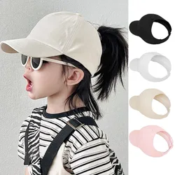 Fashion Kids Ponytail Baseball Cap For Girls Boys Sun Hat Adjustable Solid Color Travel Caps Summer Children Peaked Caps