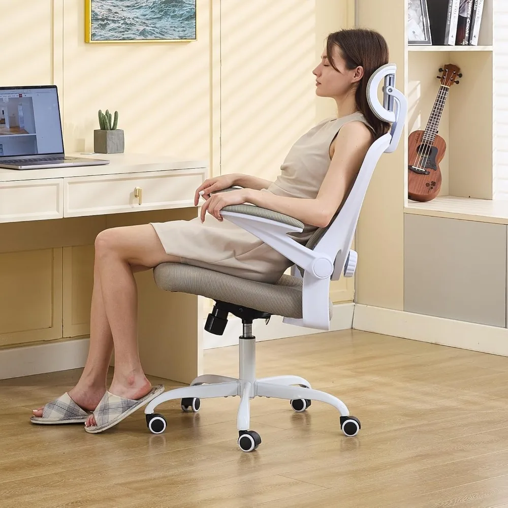 Verstellbarer Bürostuhl aus Netzstoff mit hoher Rückenlehne, automatischer Lendenwirbelstütze und Neigungsschloss für den Heimgebrauch