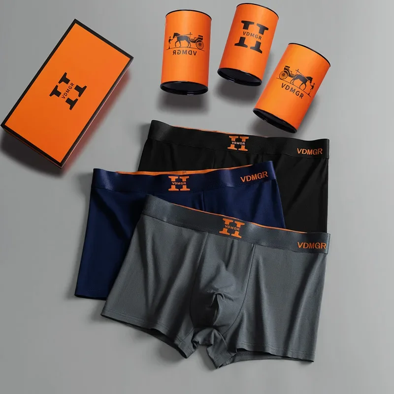 الفاخرة مشروط المغناطيسي ملابس داخلية للرجال تنفس الرطوبة فتل كبيرة الحجم سراويل داخلية للرجال هدية صندوق الصيف شقة القدم السراويل