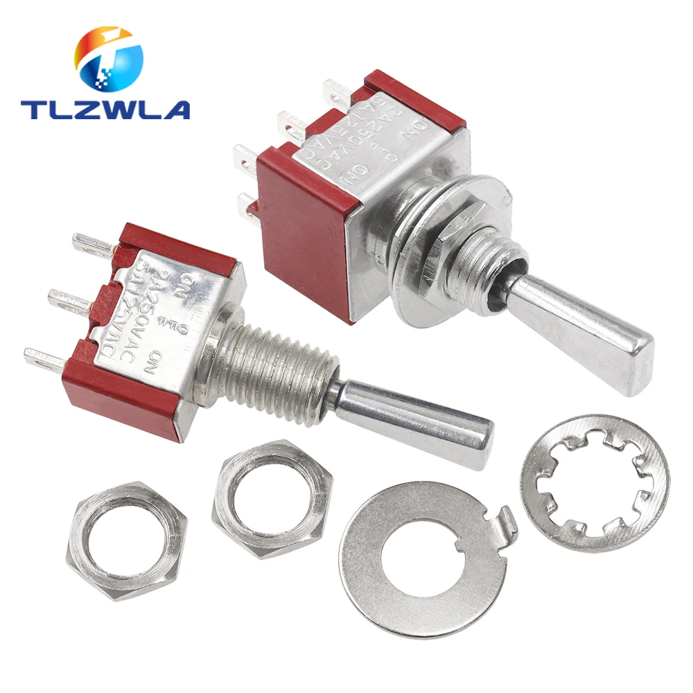 6mm Flat Handle Toggle Switch 3/6Pins ON-OFF-ON