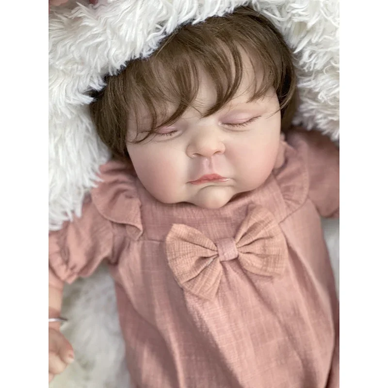 

49CM Peaches Soft Body Reborn Baby Lifelike Doll with 3D Skin Multiple Layers Painting with Visible Veins Hand Root Hair Doll