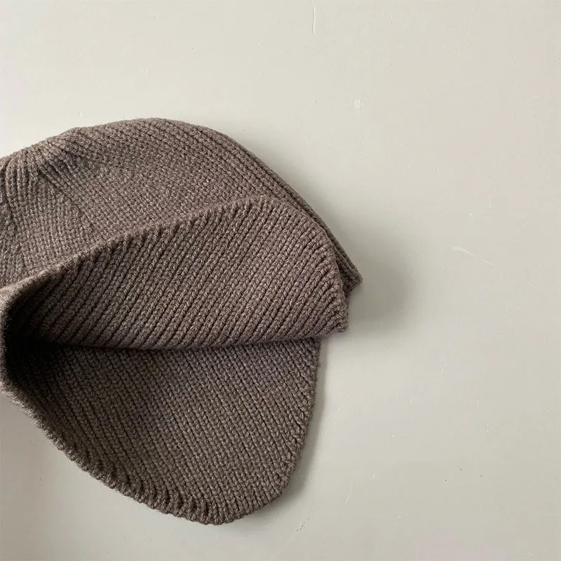 Corea berretti per bambini in tinta unita berretto morbido per bambini cappelli lavorati a maglia per bambini autunno inverno cappello per bambini puntelli per fotografia appena nati