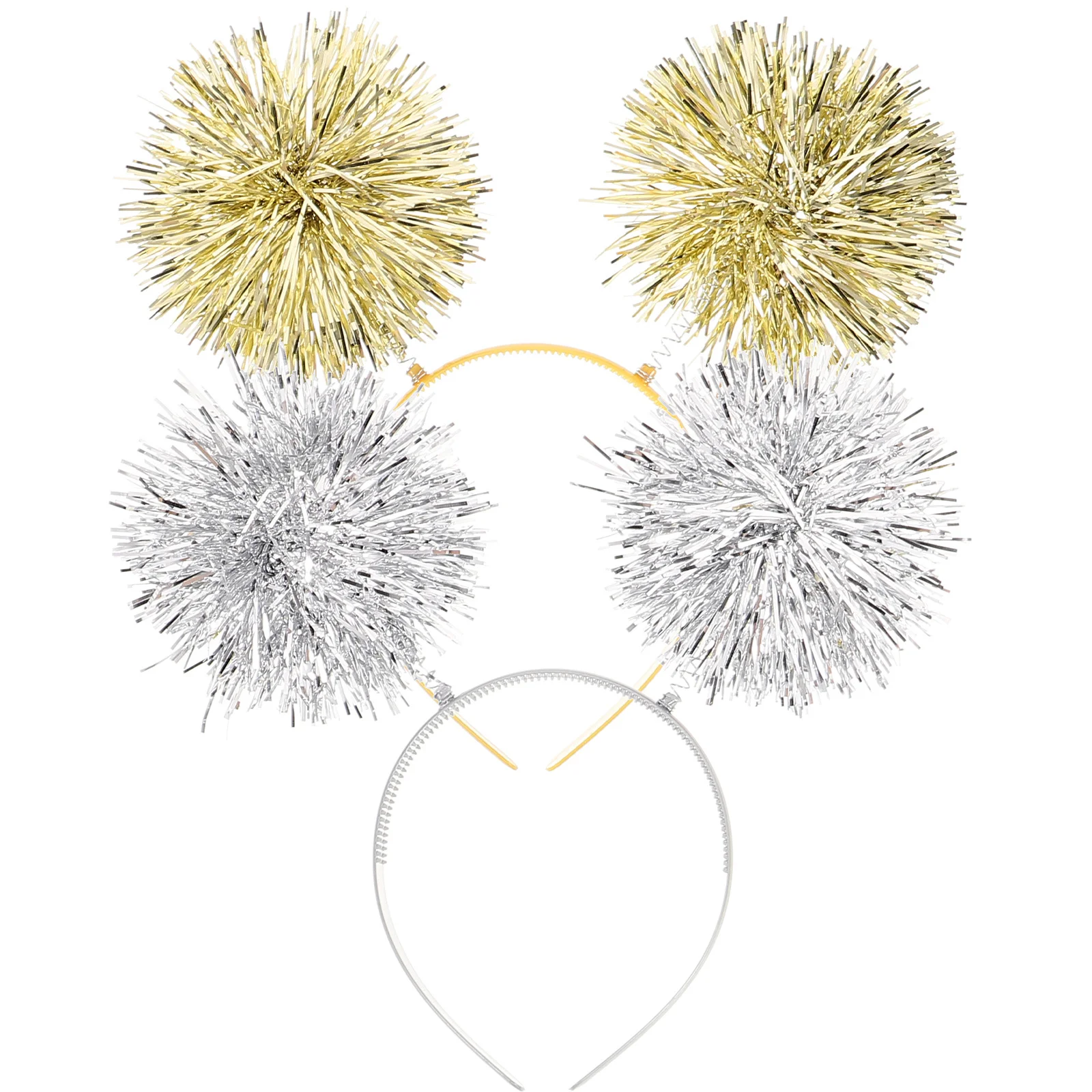 

2Pcs Elegant Tinsel Pompom Headbands for Women Vibrant Bopper Hair Bands Birthday Wedding Party Festival Accessories