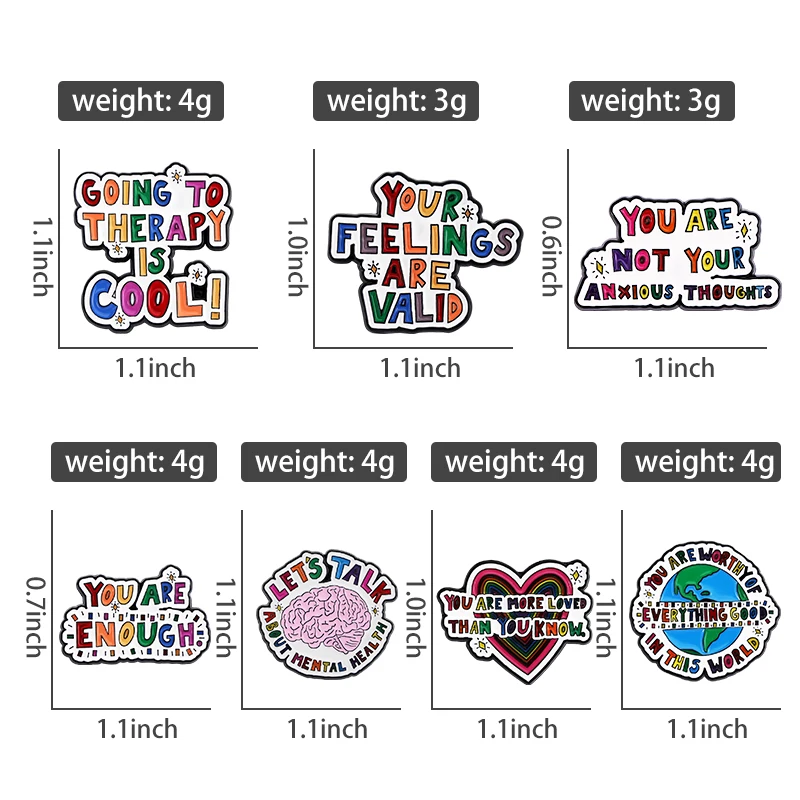 You Are Enough Quote Enamel Pin Rainbow Color Badge Brooches Backpack Earth Metal Custom for Friends Kids Accessories Jewelry