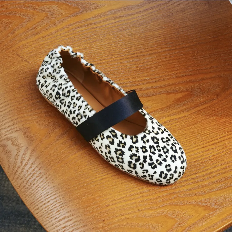 Ladies Leopard Mary Jane Loafers Sexy Pump Round Toe Ballet Flats Designer Soft Upper Street Daily Fashion Slip On Footwear