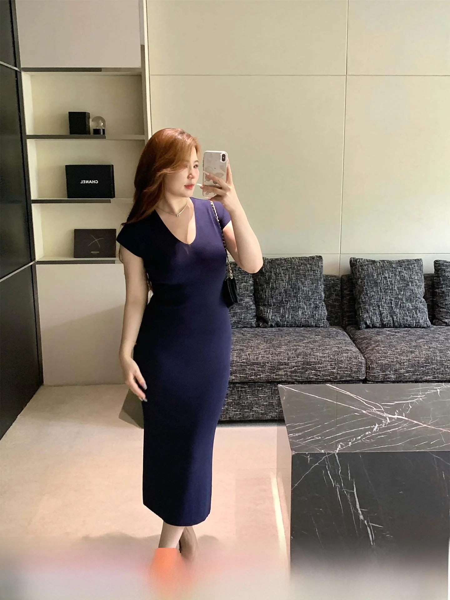 

Новая летняя вязаная юбка А-силуэта большого размера с V-образным вырезом, высокой талией, в корейском стиле, для повседневной носки