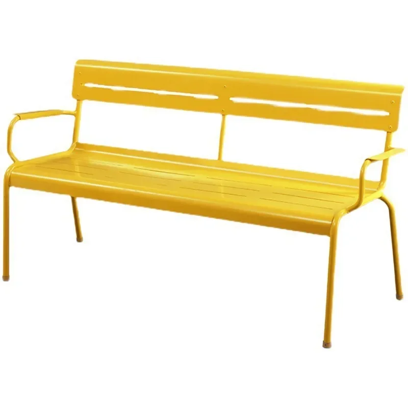 Outdoor beach aluminum alloy leisure bench outdoor courtyard garden open-air bench park rest backrest stool