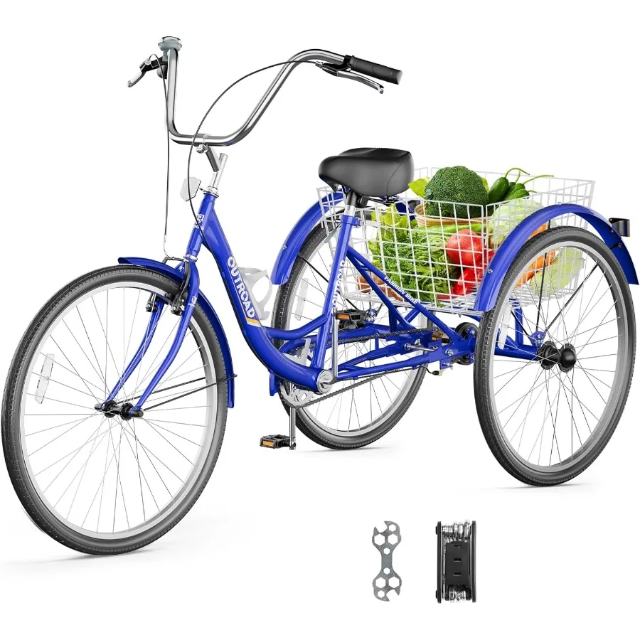 

Outroad Adult Tricycle 24 26 inch 1 7 Speed Cruiser Trike with Large Basket for Seniors Women Men Ideal for Shopping Picnic Out