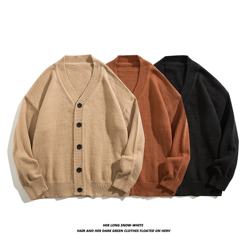 

Men's spring and autumn loose cardigans with a lazy style, knitted sweaters, trendy brands, and versatile thread jackets