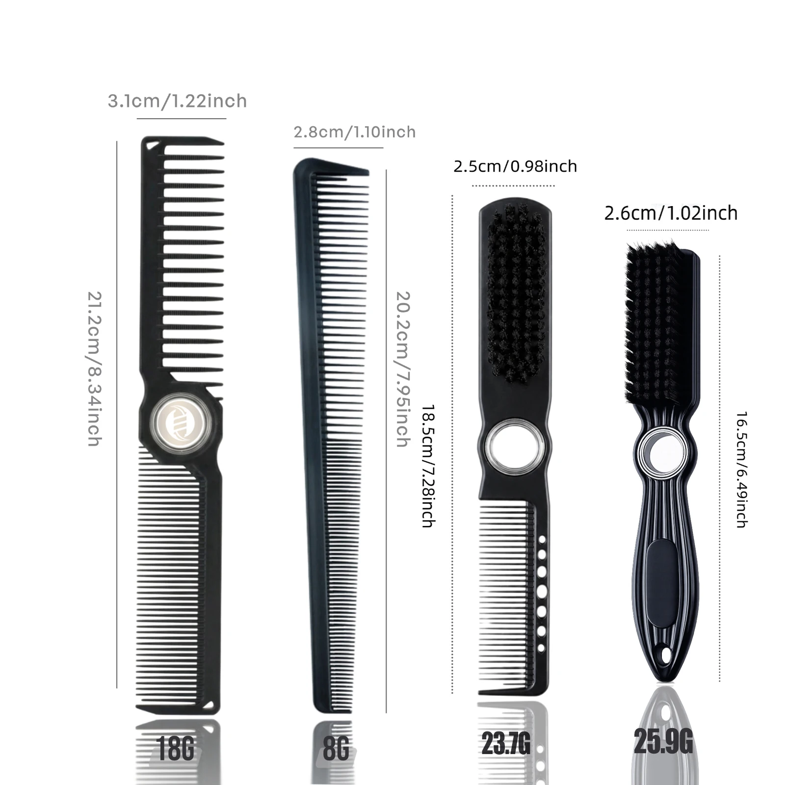 3-teiliges Profi-Friseurwerkzeug-Set: Doppelseitige rotierende Haarschneidekämme, antistatische Fade-Kämme, rotierende Haarreinigungsbürste für Styling – Detail 2