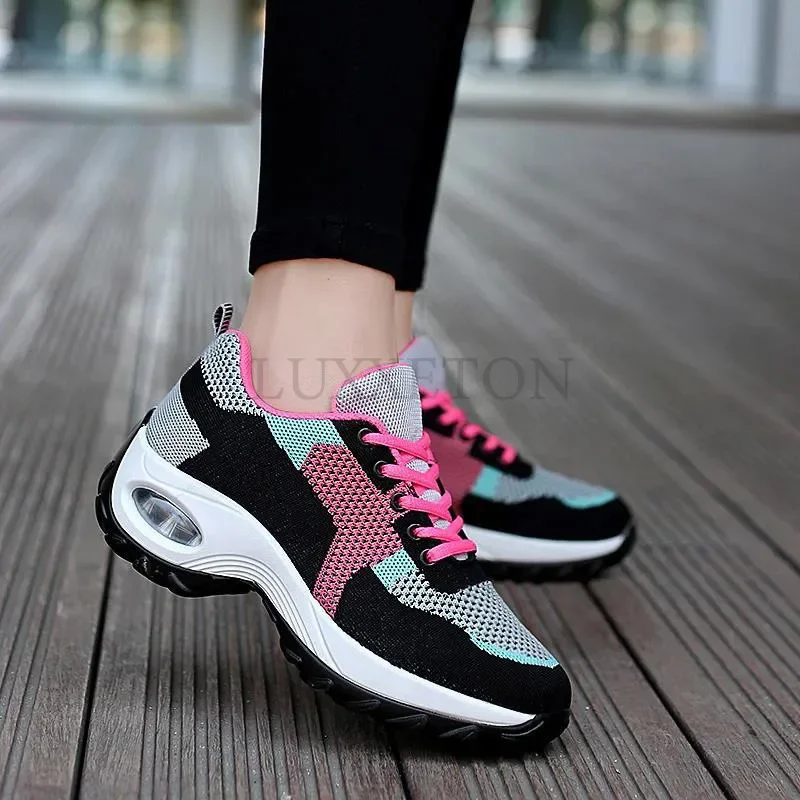 Tenis Women Sneakers Cushion Walking Shoes Breathable Gym Jogging Shoes for Woman Lace Up Platform Sport Shoe Tenes Feminino