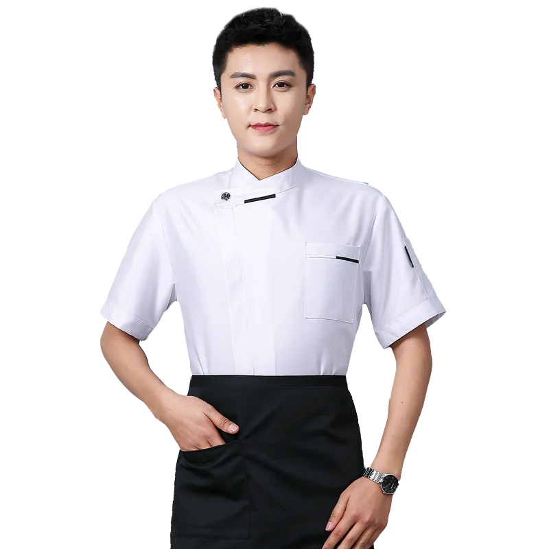 Weiße Koch jacke Kurzarm Küchenchef Uniform Restaurant Hotel Küche Koch kleidung Catering Food service Chef Shirt Schürze