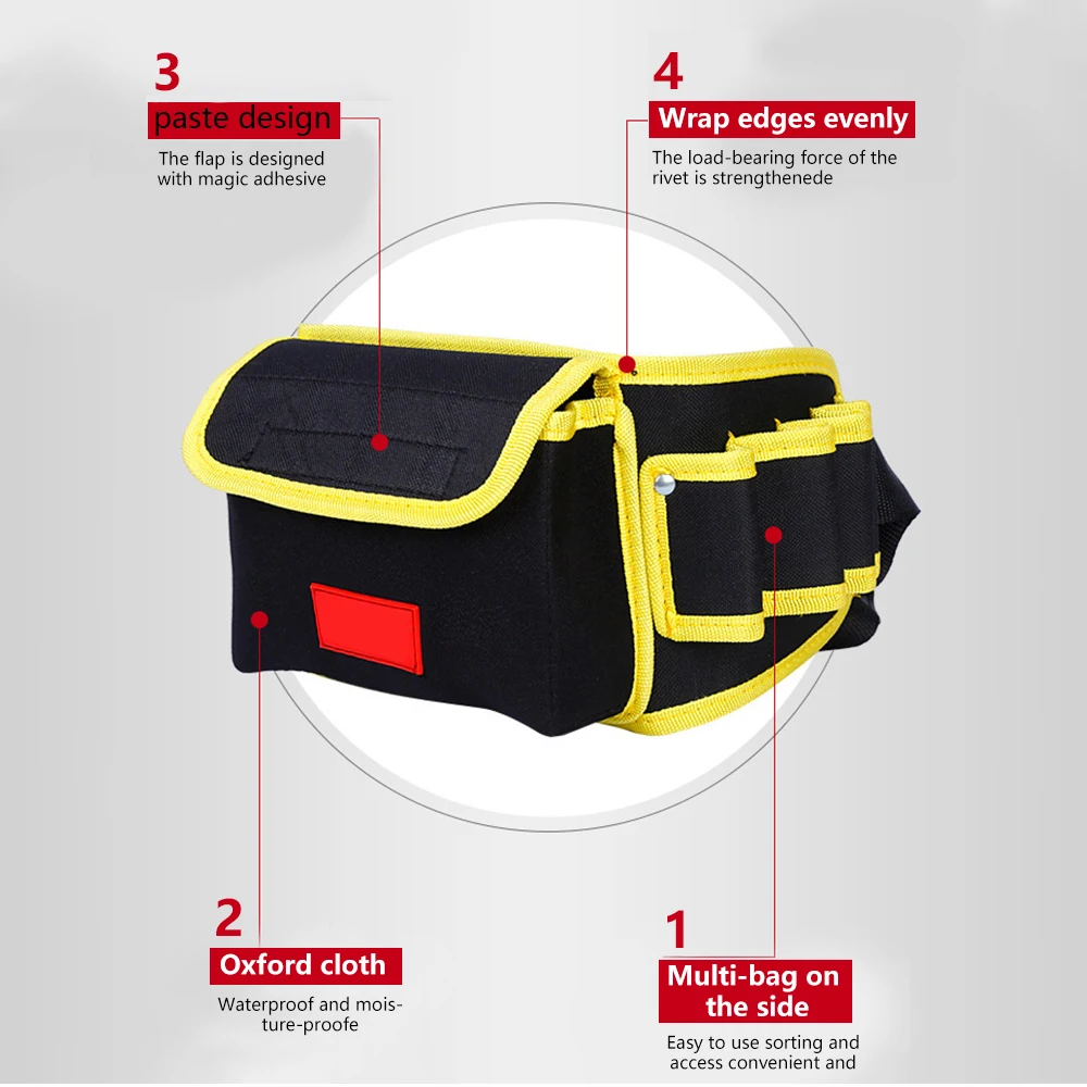 Borsa da elettricista in tessuto Oxford borsa multifunzione per attrezzi manuali borsa portaoggetti per cintura con fibbia regolabile organizzatore
