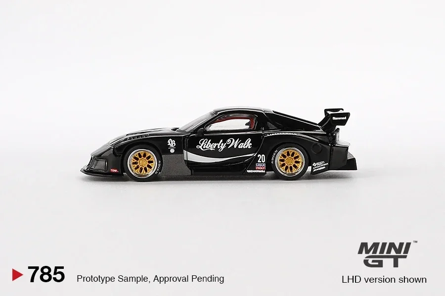 MINIGT 1:64 RX-7 LB-Super Silhouette Liberty Walk Schwarzes Modellauto