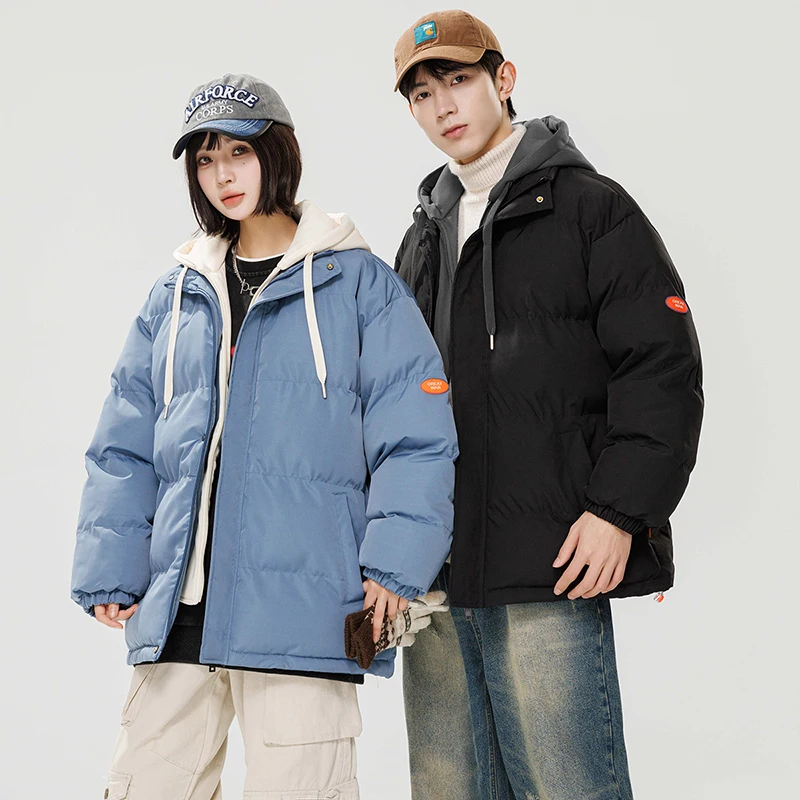 

Down cotton padded jacket for men's vacation two hooded thick and warm cotton padded jacket bread jacket, coat winter clothes