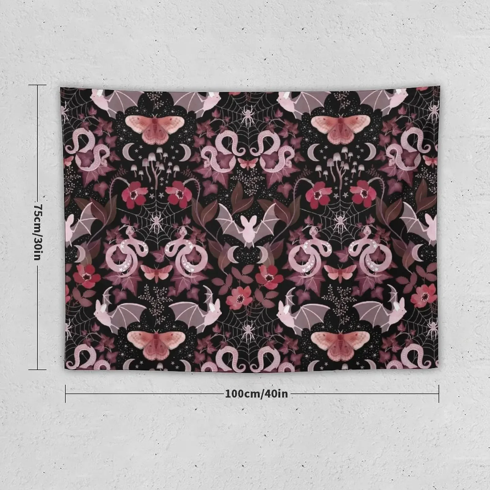 Moody gothic bat and snake damask Tapestry Cute Decor Wallpapers Home Decor Tapestry