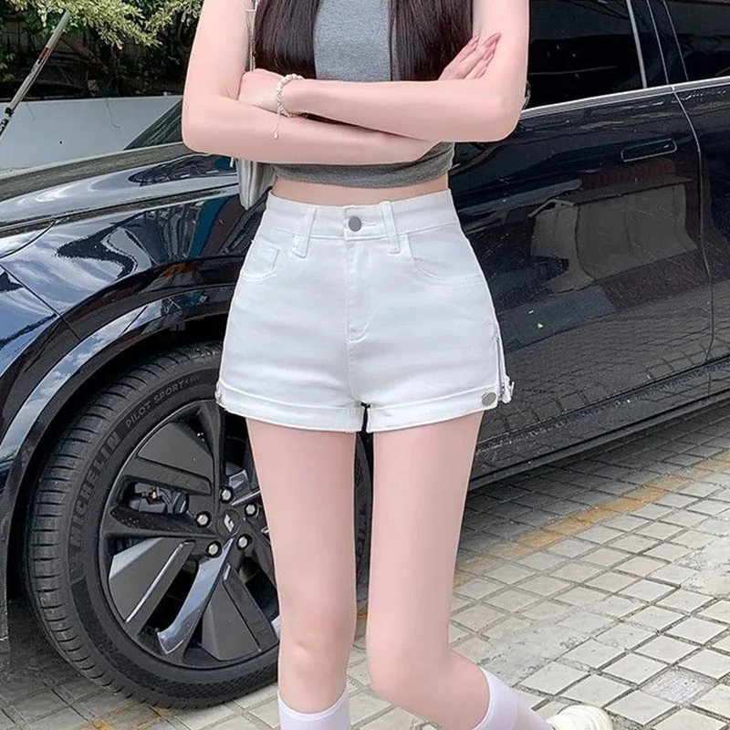 

Summer Girls Low Waist White Hot Shorts Women Korean Slim Fit Thin Denim Pants Lady Fashion Designer Short Jeans