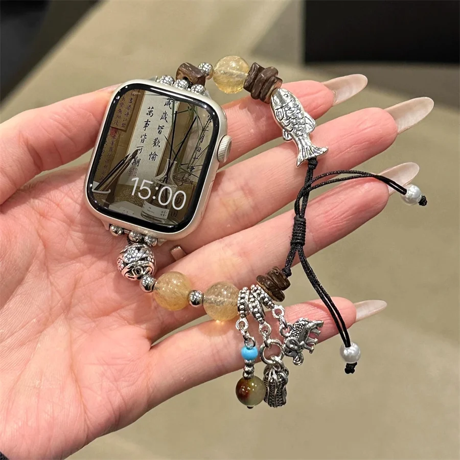 

Bohemian Summer New Product Creative Ceramic Butterfly Pendant Beaded Compatible with iWatch Strap 38mm 40mm 41mm 42mm 44mm 45mm