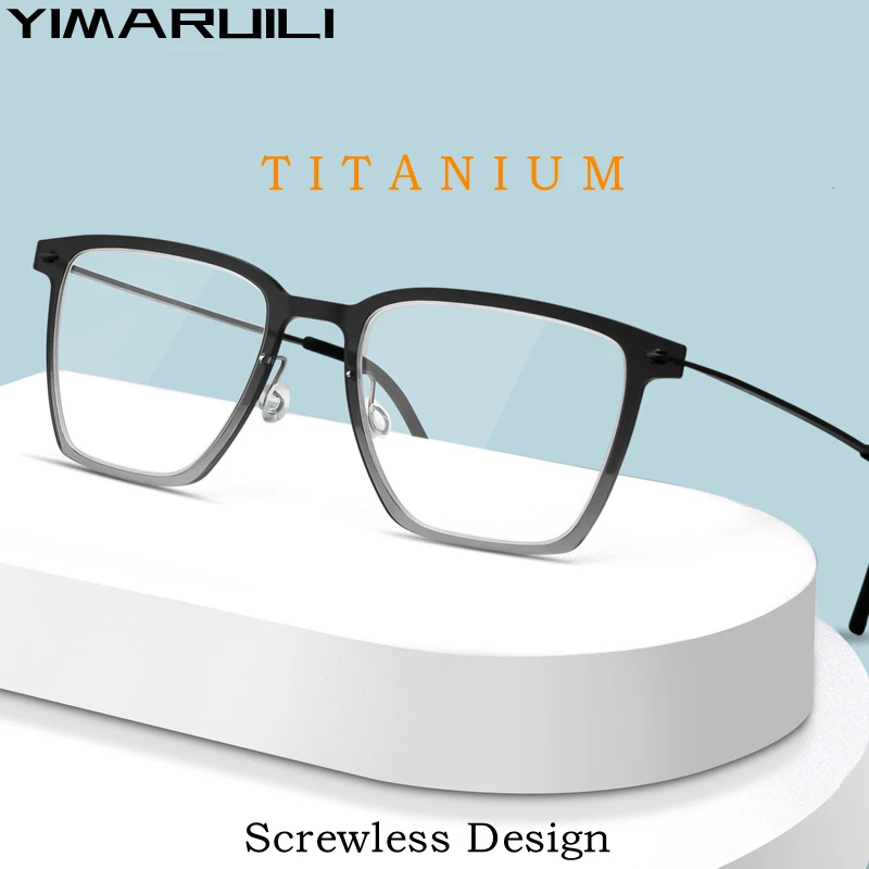 YIMARUILI Linde Retro Ultra-light Nylon Screwless Design Pure Titanium Optical Prescription Glasses Frame Men And Women 6554ND