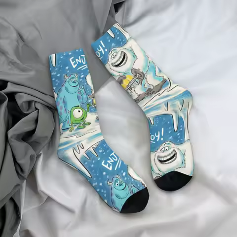 Custom Funny Monsters University Socks Women Men Warm 3D Print Sports Basketball Socks