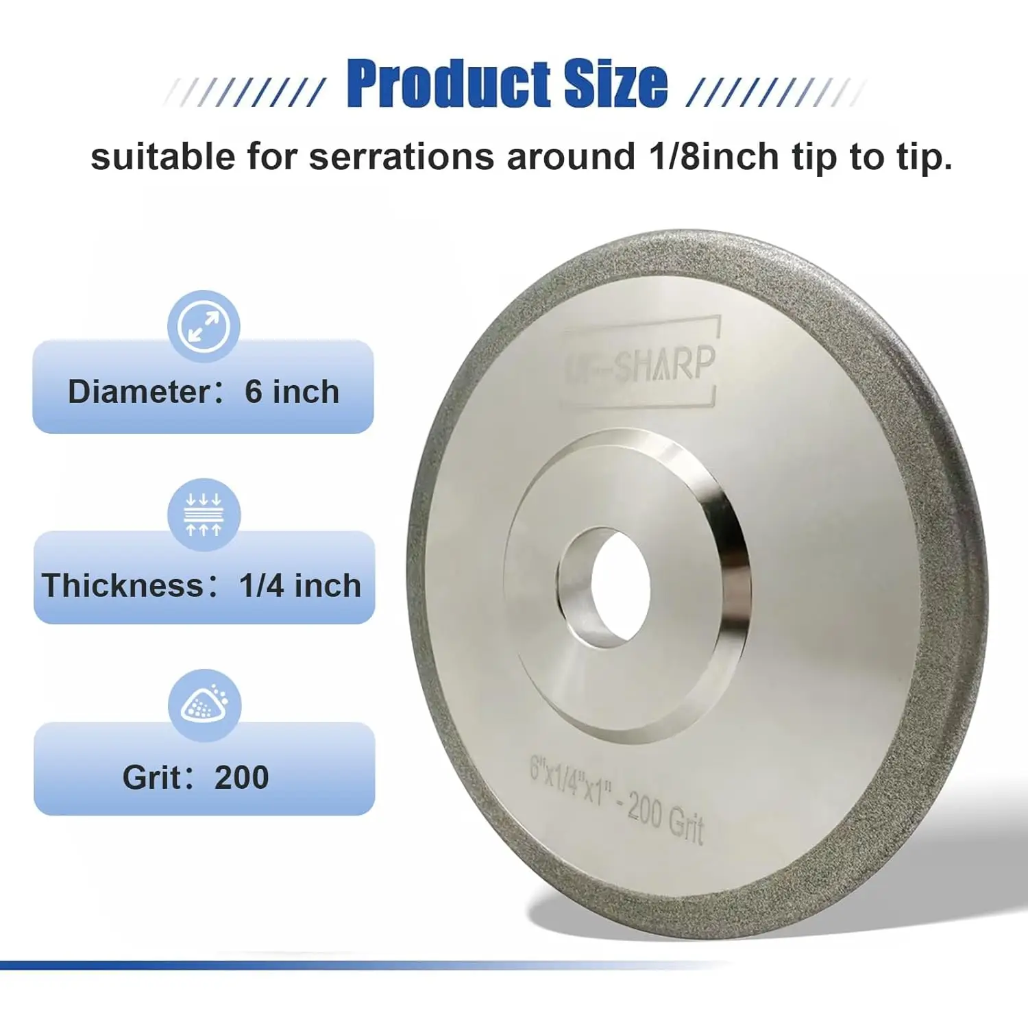 6 Inch CBN Serration Grinding Wheel  Sharpen Bread Knife 1/2''1/4