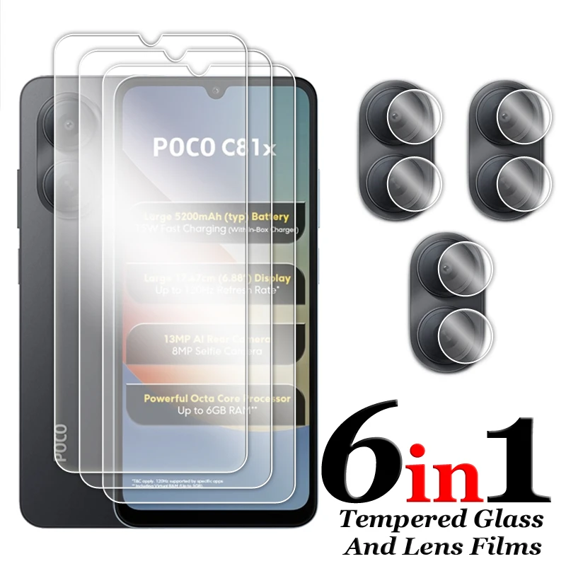 

For Poco C81x Glass Transparent Screen Protector For Poco C81x C81 Pro Tempered Glass For Poco C81x C81 Pro Lens Film