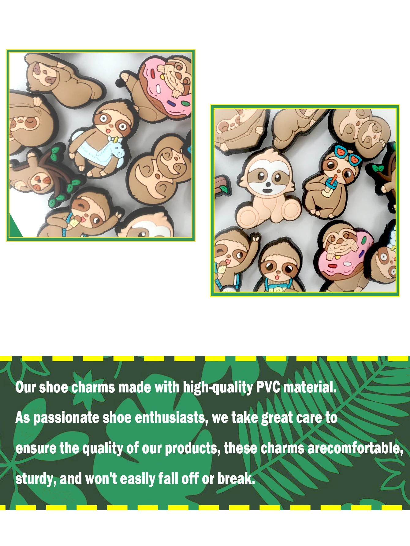 11Pcs Cute Sloth Series Shoe Charms For DIY Charms Shoe Decoration Accessories Shoe Pins Bubble Slides Sandals Great Gift