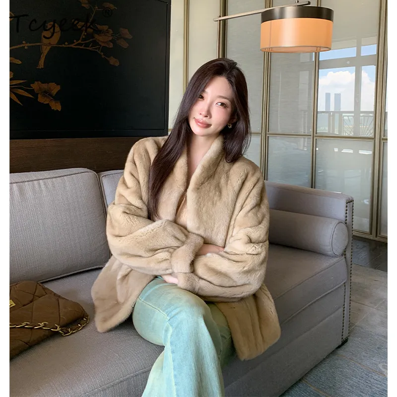 Tcyeek Natural Mink Fur Coat Woman Clothes Real Whole Mink Winter Jacket Warm 2026 Fashion Womens Coats New Style Пальто Женское
