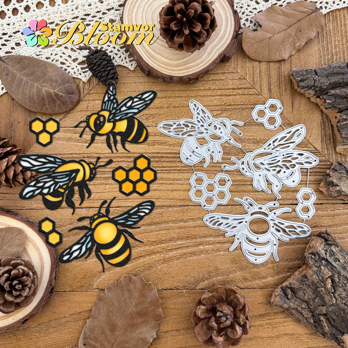 Original schöne Bienen und Waben Metall-Stanzformen für Scrapbooking, dekorative Prägung