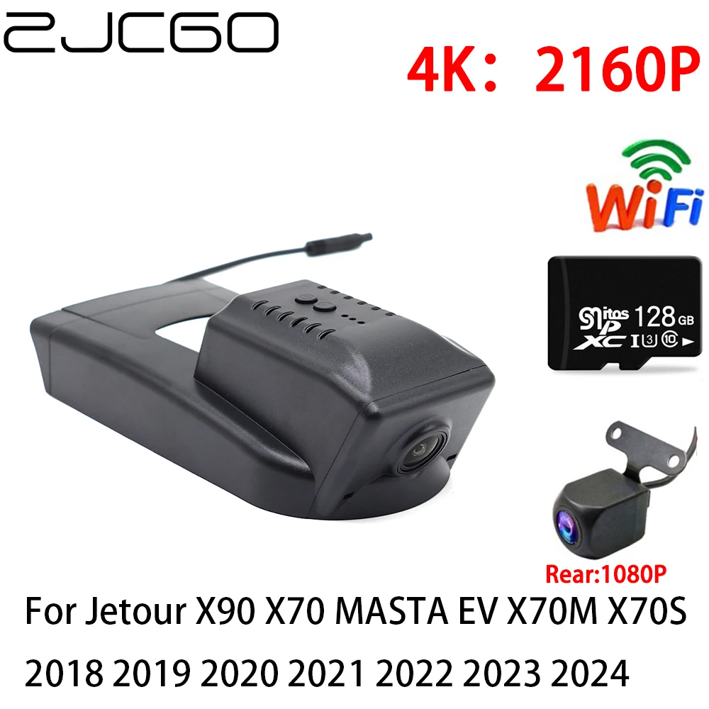 ZJCGO 4K Car DVR Dash Cam Wifi Front Rear Camera 2 Lens 24h for Jetour X90 X70 MASTA EV X70M X70S 2018 2019 2020 2021 2022 2023