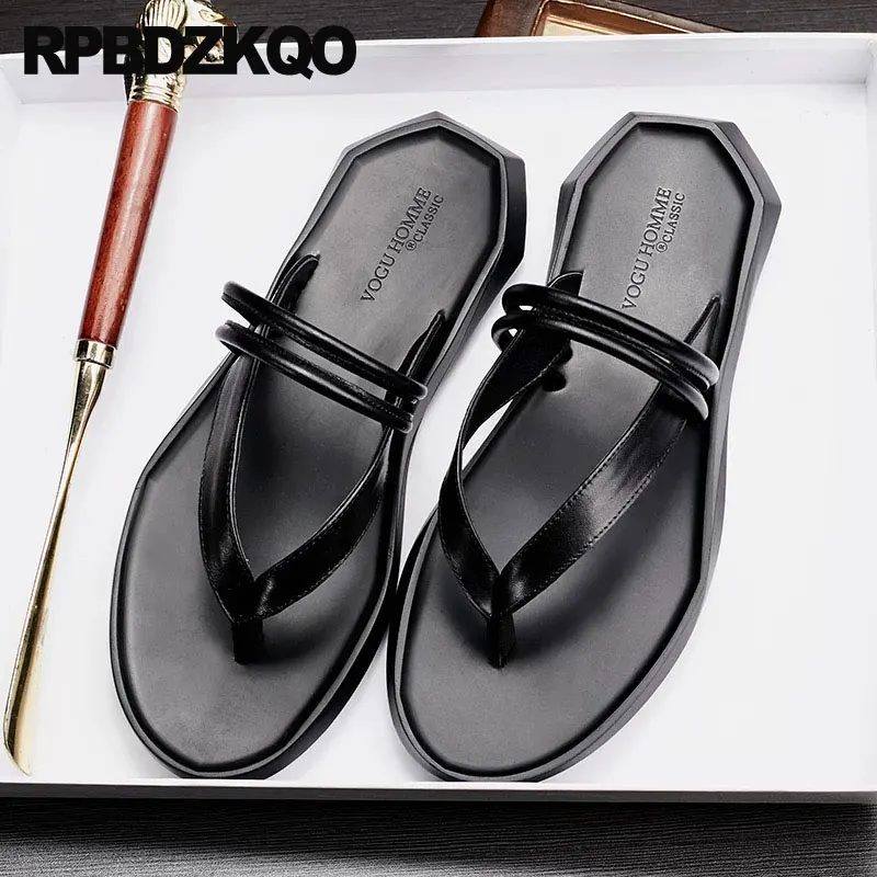 Summer Platform Strappy Gladiator Slingback Real Genuine Leather Open Toe Shoes Slides Men Flat Slippers Roman Sandals Flip Flop