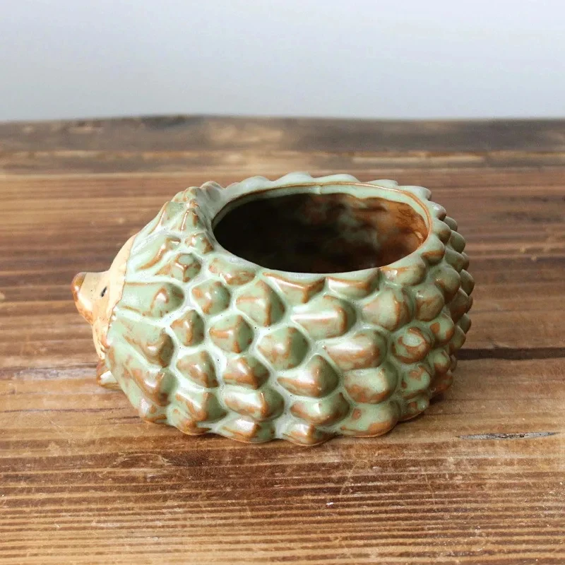 Ceramic Hedgehog Succulent Planter with Glazed Pottery Variation - Ideal for Indoor Decor and Gardening