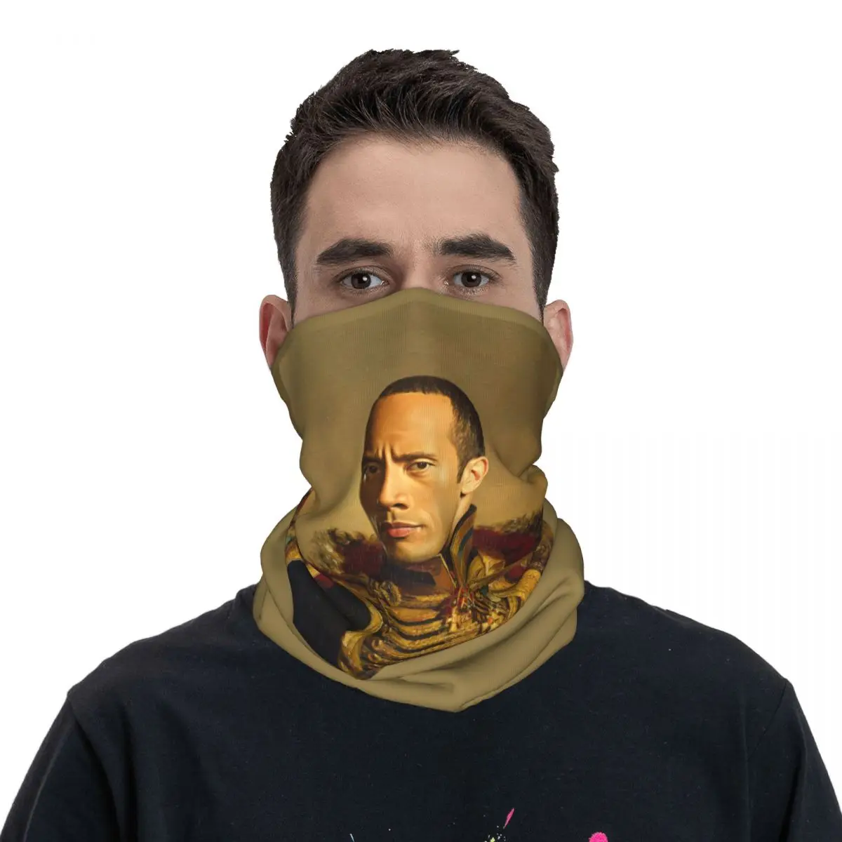 Personalizado dwayne the rock johnson meme bandana pescoço gaiter para esqui acampamento masculino feminino envoltório cachecol balaclava mais quente