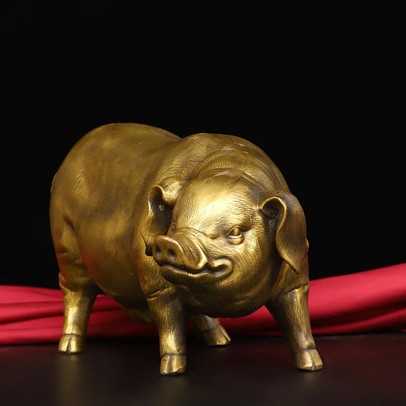 Brass Sow Decoration Large Copper Pig Caroline Brown Zodiac Pig Home Furnishing Process Gift Wholesale