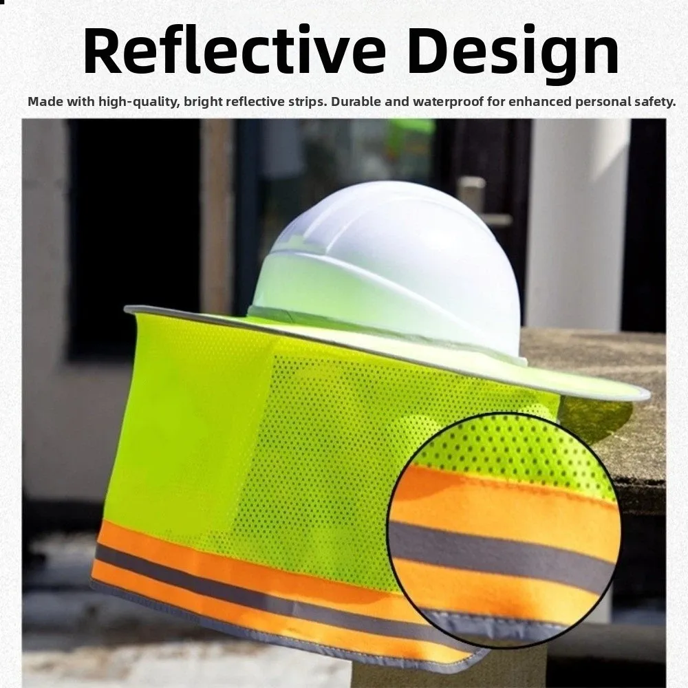 UV Protection Safety Helmet Curtain Breathable Reflective Reflective Neck Protector Wide Brim Zipper Sunscreen Neck Cover