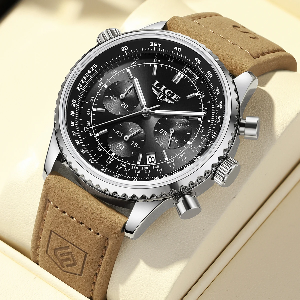 

LIGE уличные мужские часы с кожаным ремешком, повседневные спортивные модные часы с автокалендарем, водонепроницаемые светящиеся кварцевые мужские часы, мужской подарок
