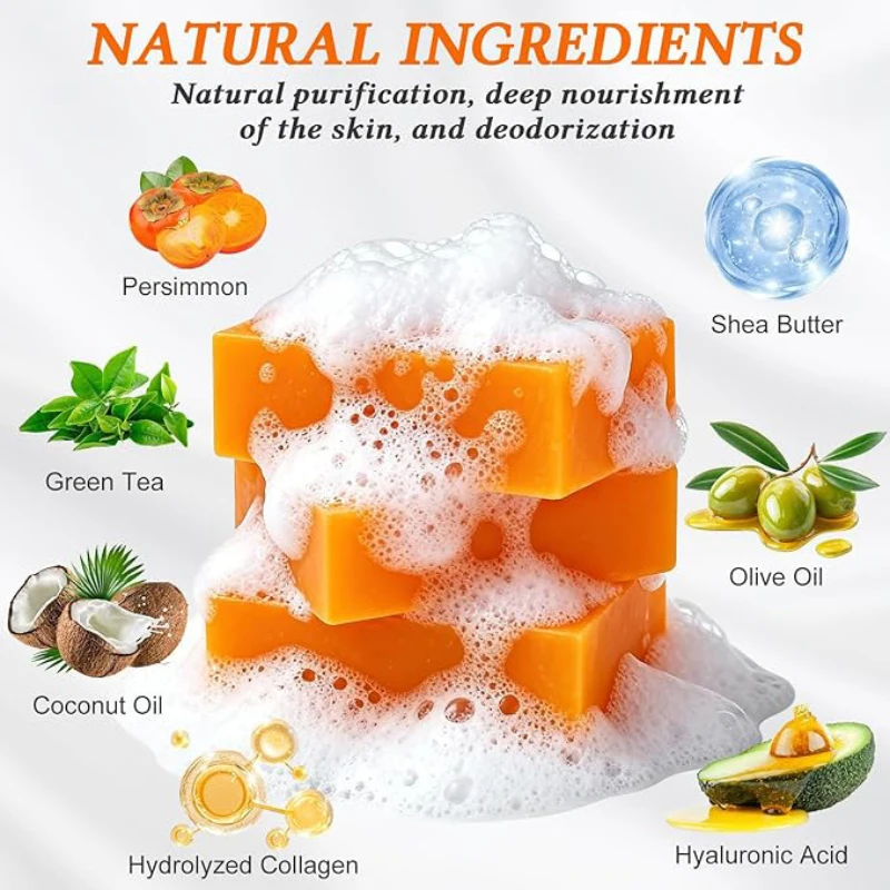 Japanese Persimmon Soap,Body Purifying Deodorizing Mild Cleaning,Long-Lasting Freshness,Odor Eliminating,Reduce Old People Smell