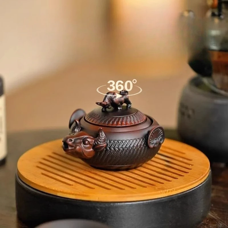 

Bullish purple clay pot, high-end gifts, purple pottery retro handmade teapot, teapot, teapot can be rotated