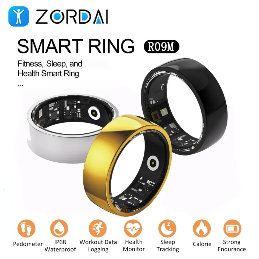 Zordai Smart Ring R09 M Men For iphone Android Heart Rate Blood Oxygen Sleep Health Monitor Sport Activity Fitness Tracker Ring