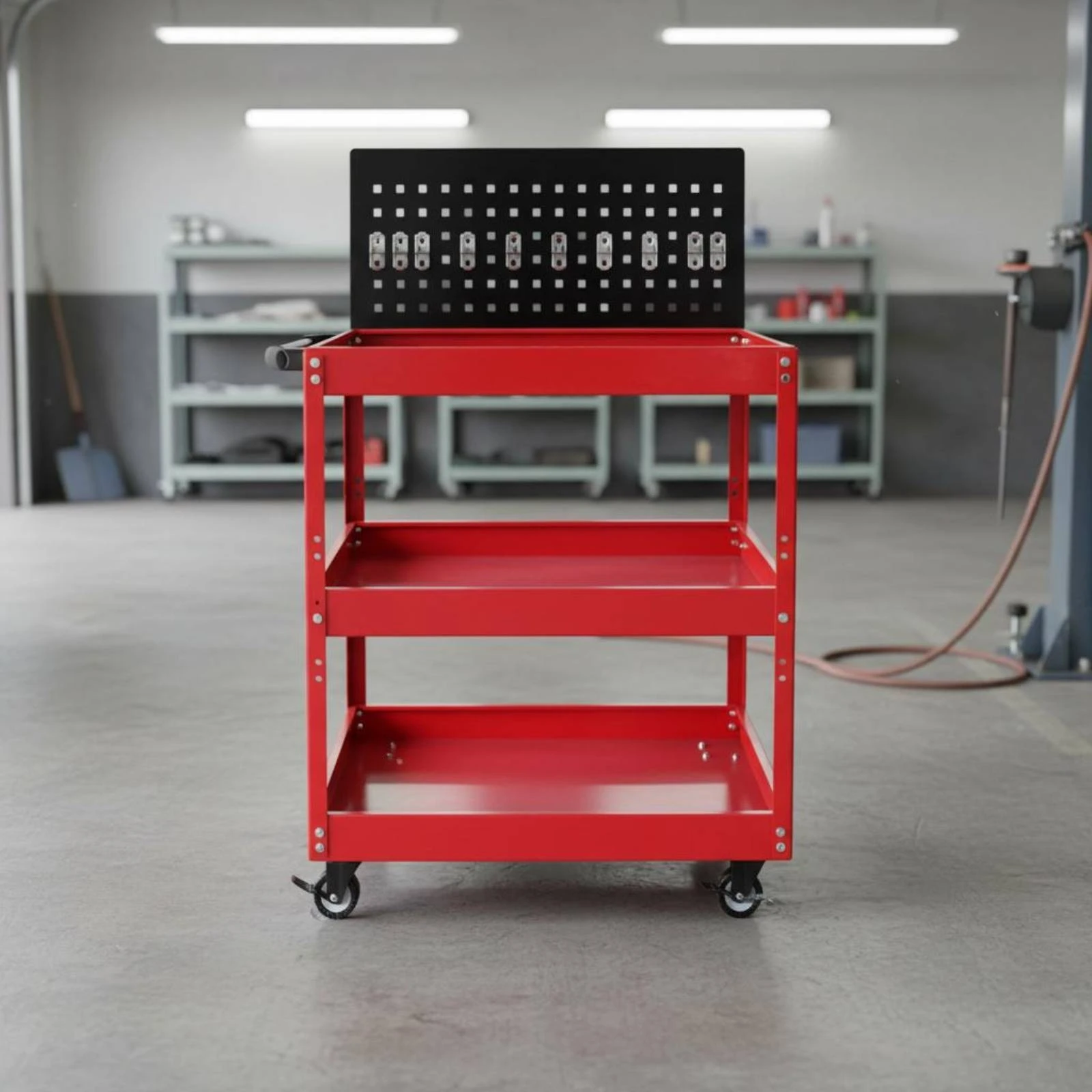 

Metal Tool Utility Wagon on Wheels Tray-Design 3 Tier Rolling Tool Utility Wagon Large Storage Capacity Easy to Clean for Repair