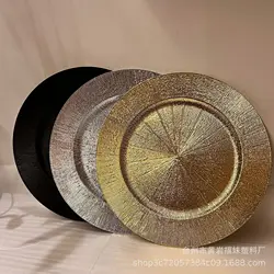 100 Pcs 13Inches Charger Plate Plastic Decorative Service Plate Gold Silver Dinner Serving Wedding  Decor Table Place Settin