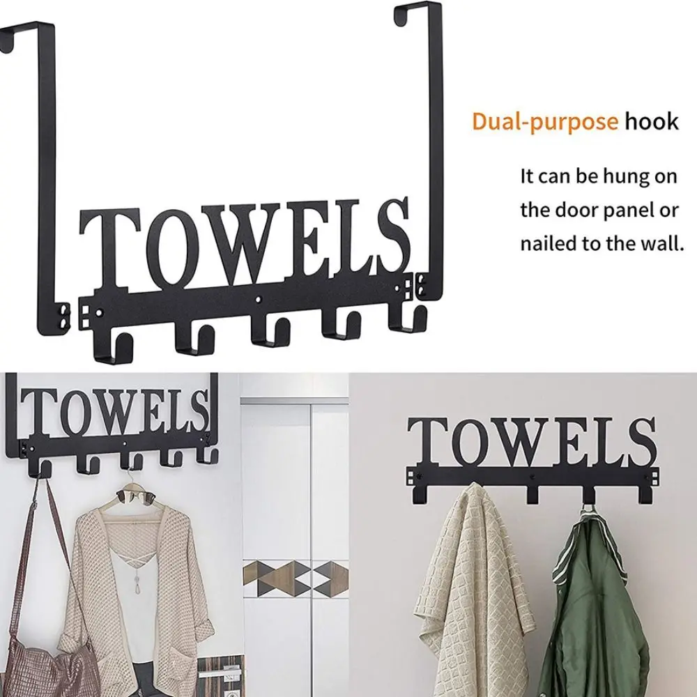 

Durable Anti-slip Towel Rack Wall Mounted No-Punch Bath Towel Storage Rack 5 Hooks Towel Hanger Bathroom Coat Hooks Home