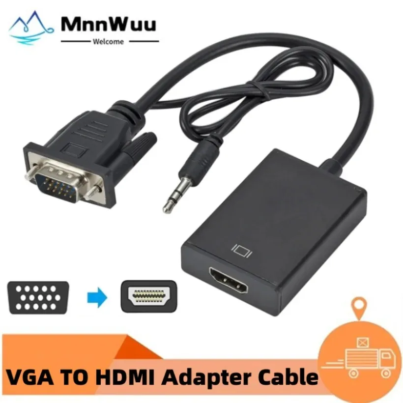 

MnnWuu VGA to HDMI-compatible Audio Converter Adapter Cable 1080P With Audio Output VGA HD Adapter for laptop to HDTV Projector